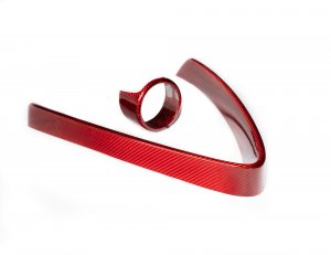 Alfa Romeo Stelvio Front V Shield Grill Frame + Emblem Frame Kit - Carbon Fiber - Red Candy